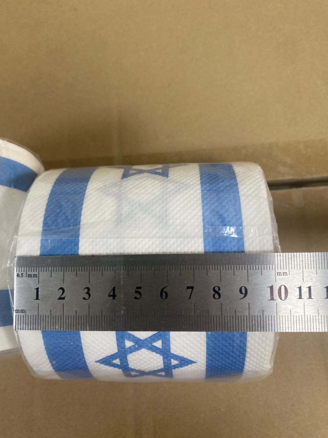 Israel flag toilet paper measuring 10 centimeters