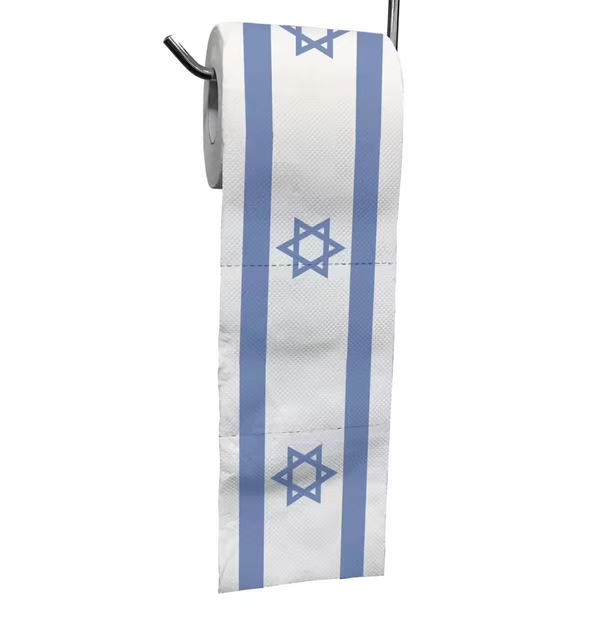 Israel Flag toilet paper rolled out on holder